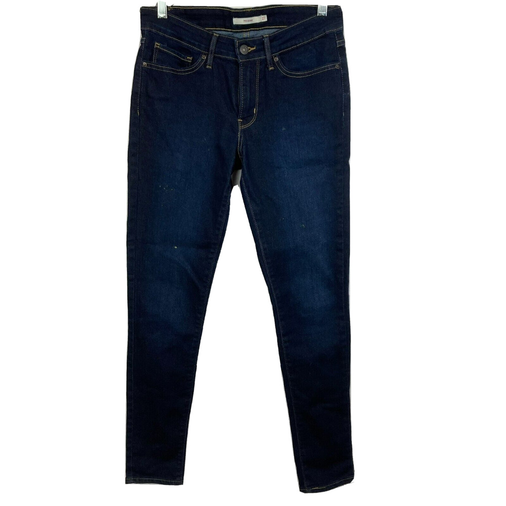 Levi Strauss Jeans Womens Sz 27 Dark Blue 711 Skinny Stretch Cotton